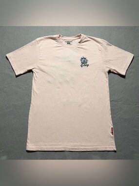 Members Only Graphic T-Shirt Men’s Large Pink Embroidered Skeleton Peace Tee